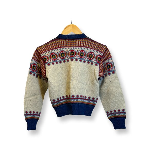 Vintage 80's Brodrene Hallen Oslo Norway Blue Wool Sweater Women's S - Picture 3 of 16